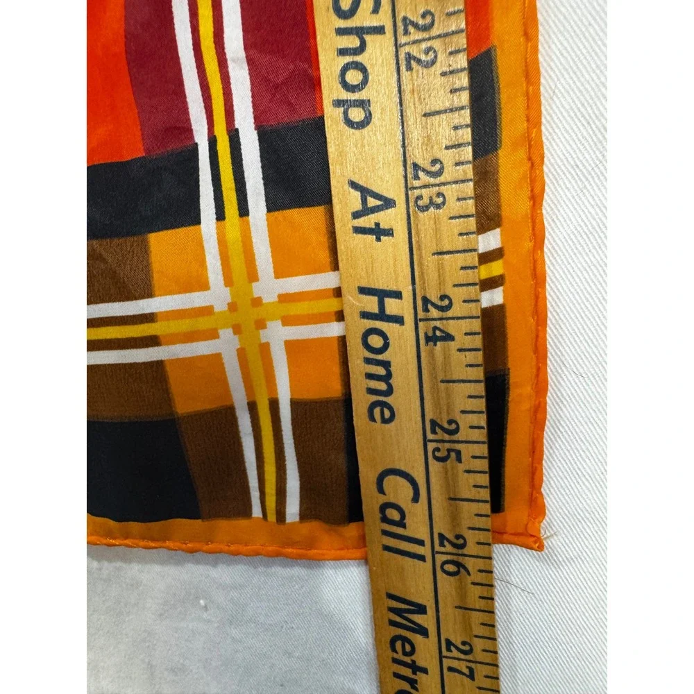 Orange Red Black Plaid Square Scarf Large Geometric Retro‎ Mod Head Wrap Wildrag